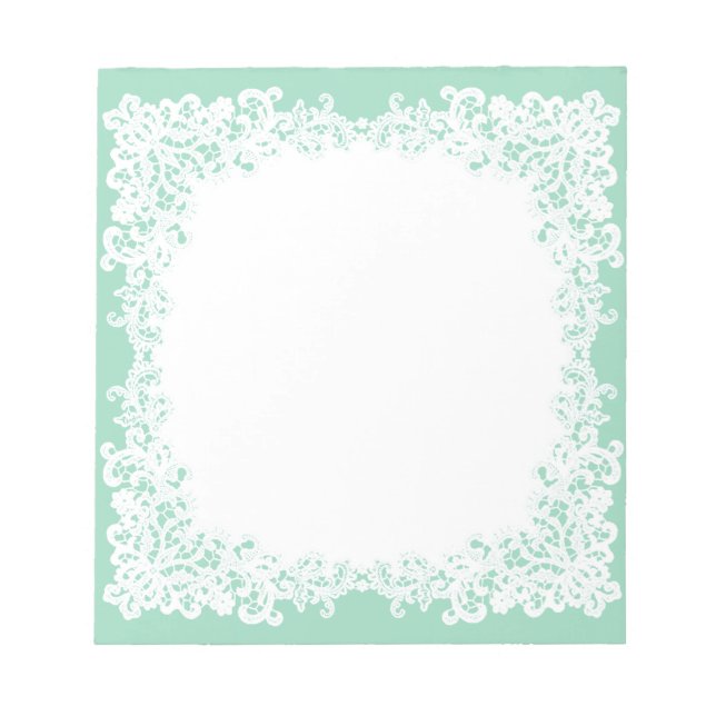 Bloc-notes personnalisé en dentelle verte et blanc (Devant)