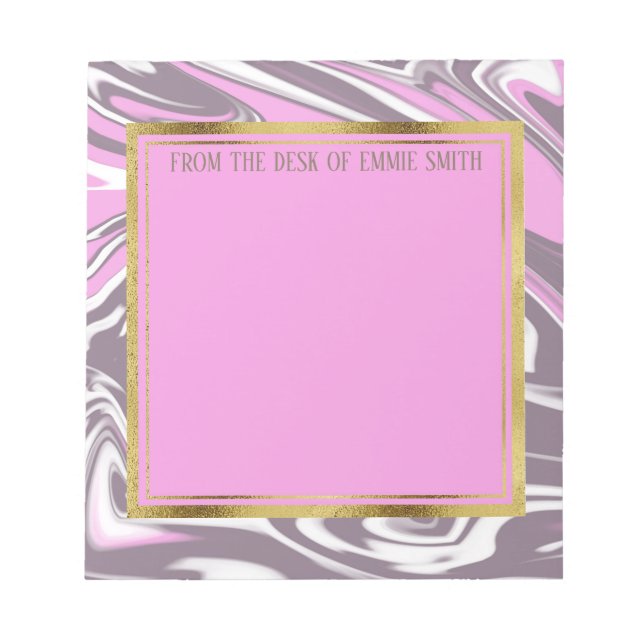 Bloc-notes personnalisé en marbre rose gris blanc  (Devant)