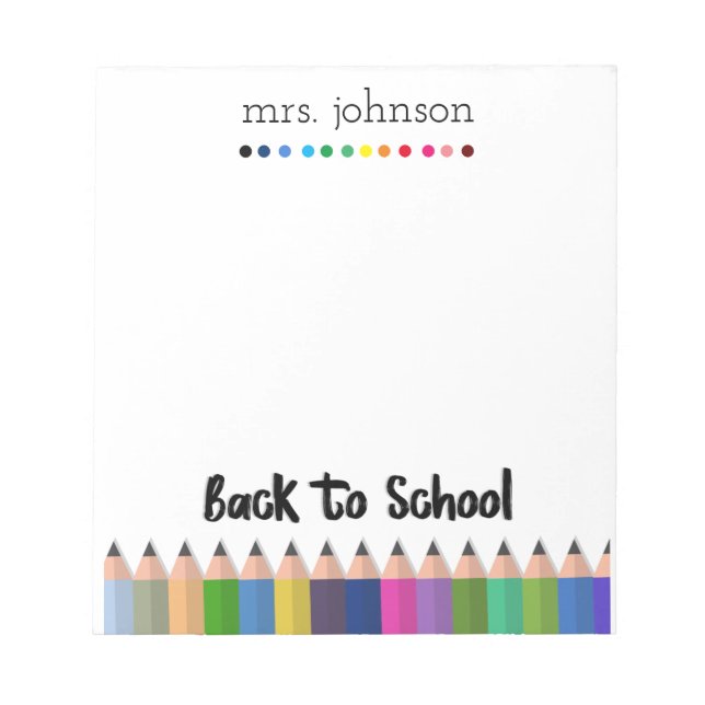 Bloc-notes personnalisé enseignant Rainbow Pencil (Devant)