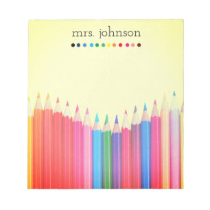 Bloc-notes personnalisé enseignant Rainbow Pencil