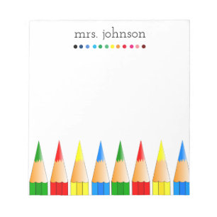Bloc-notes personnalisé enseignant Rainbow Pencil