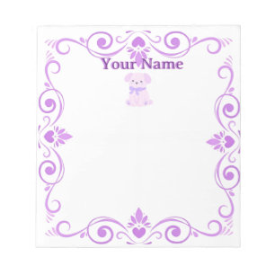 Bloc-notes personnalisé filigrane violet chiot