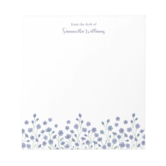 Bloc-notes personnalisé Fleur sauvage bleu élégant (Devant)