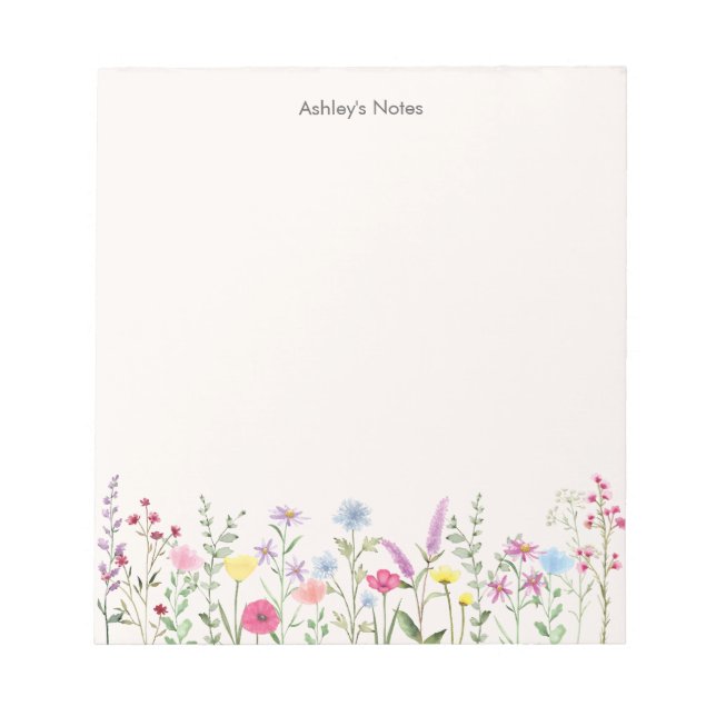 Bloc-notes personnalisé Fleur sauvage Pastel doux (Devant)