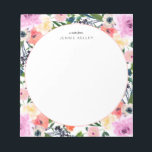 Bloc-notes personnalisé Fleurs aquarelles<br><div class="desc">De belles fleurs d'aquarelle sont présentées sur ce favori client. Renseignez vos informations sur le modèle.</div>