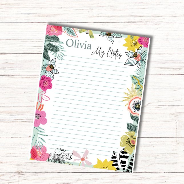 Bloc-notes personnalisé Fleurs printanières coloré (Créateur téléchargé)