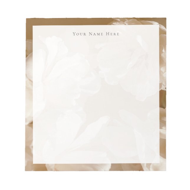 Bloc-notes personnalisé floral beige et blanc rêve (Devant)