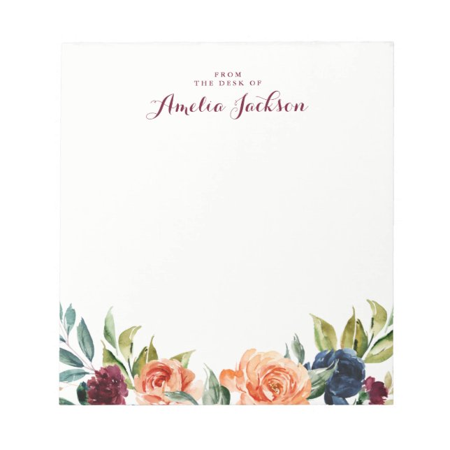 Bloc-notes personnalisé floral marine pêche Papete (Devant)