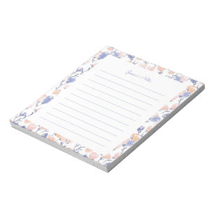 Bloc-notes personnalisé floral pêche et violet