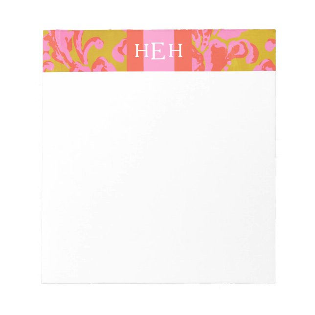 Bloc-notes personnalisé floral rose et vert (Devant)