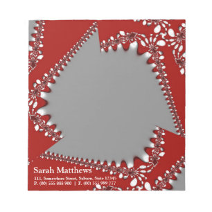 Bloc-notes personnalisé Fractal Twist Rouge+Argent