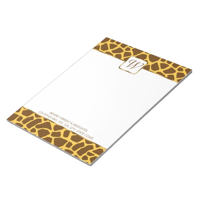 Bloc-notes personnalisé Giraffe Monogramme (Incliné)