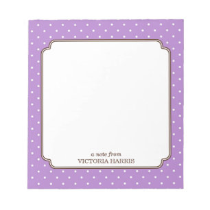 Bloc-notes personnalisé girly mignon à pois violet
