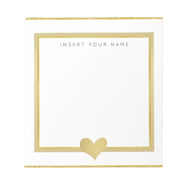 Bloc-notes personnalisé Gold Foil Heart 5,5 pouces (Devant)