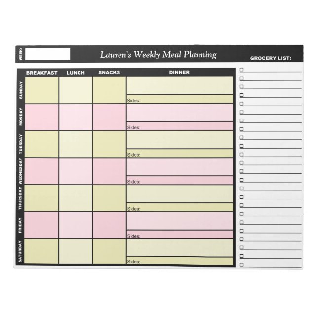 Bloc-notes personnalisé jaune et rose pour la plan (Devant)