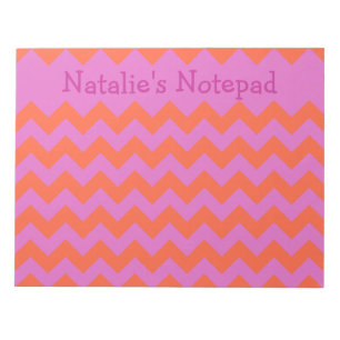 Bloc-notes personnalisé, magenta et Chevrons orang