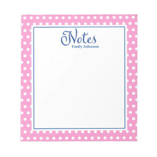 Bloc-notes personnalisé Marine et Polka rose