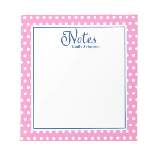 Bloc-notes personnalisé Marine et Polka rose