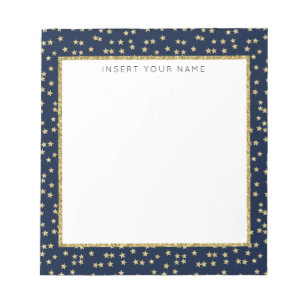 Bloc-notes personnalisé Marine & Gold Stars 5,5 po