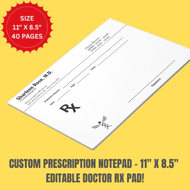 Bloc-notes personnalisé minimaliste - Plaque verte (Custom Prescription Notepad – Editable Doctor RX)