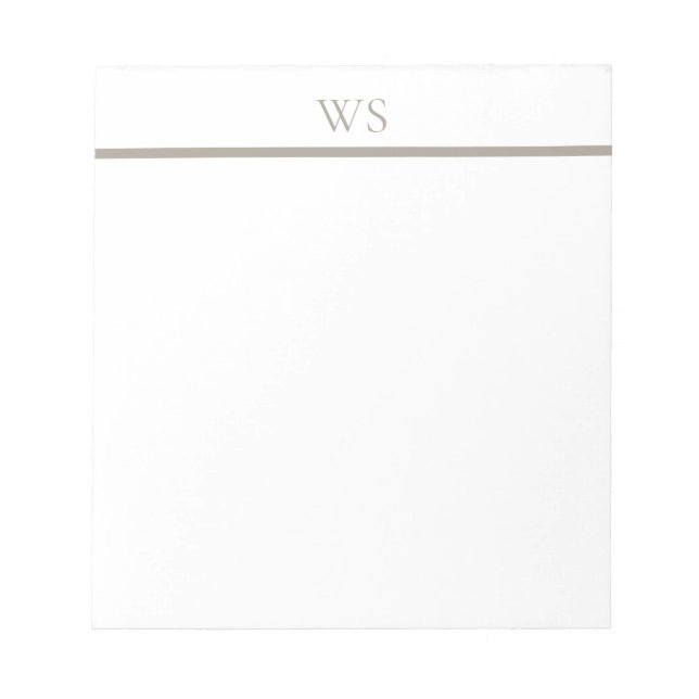 Bloc-notes personnalisé Monogramme Bar Taupe (Devant)