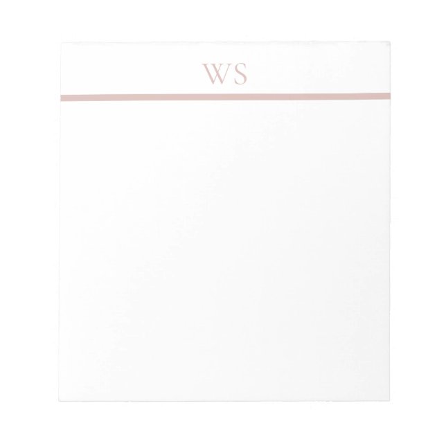 Bloc-notes personnalisé monogramme barre rose blus (Devant)