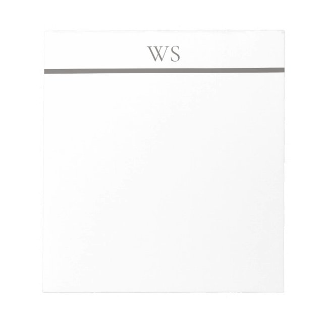 Bloc-notes personnalisé Monogramme Barres Gris Cha (Devant)