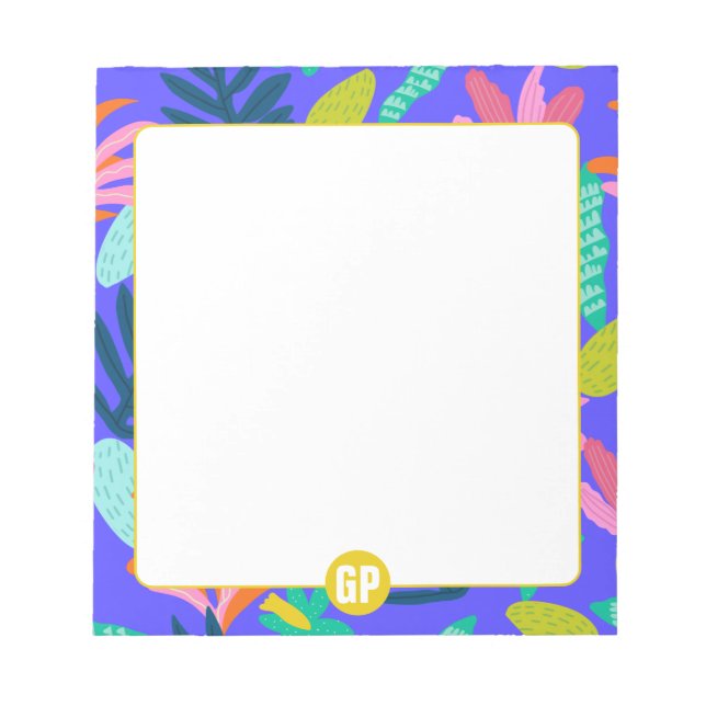 bloc-notes personnalisé monogramme bleu joli migno (Devant)