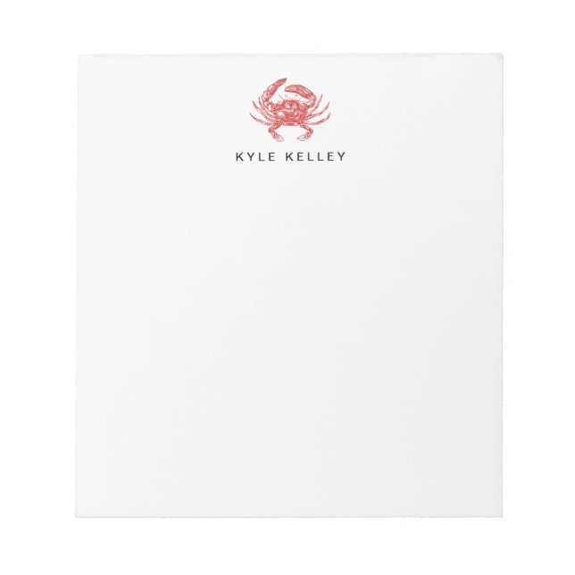 Bloc-notes personnalisé nautique, Crabe rouge (Devant)