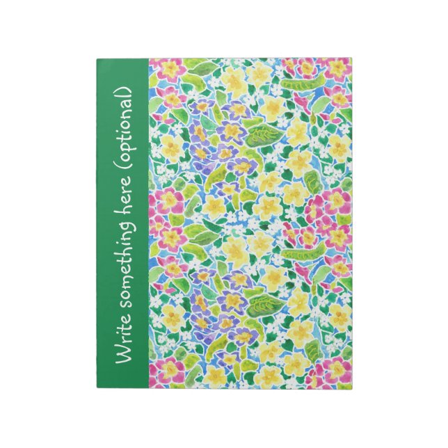 Bloc-notes personnalisé ou Jotter, Primroses, vert (Tourné)