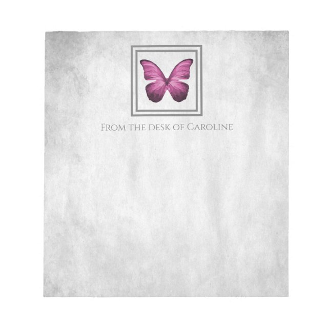 Bloc-notes personnalisé Papillon rose (Devant)