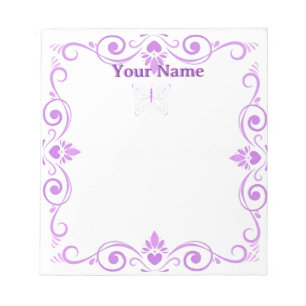 Bloc-notes personnalisé papillon violet croquis