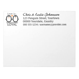 Bloc-notes personnalisé Penguin Love