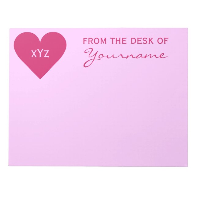 Bloc-notes personnalisé Pink Heart Valentine (Devant)