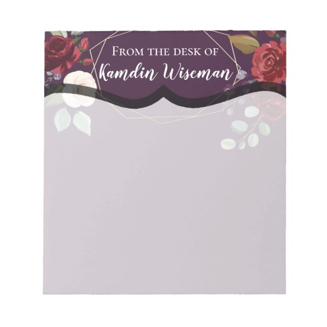 Bloc-notes personnalisé Plum violet Rose Gold Geom (Devant)