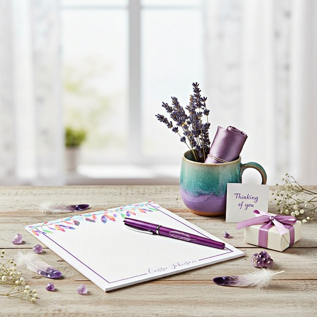 Bloc-notes personnalisé plumes boho (Créateur téléchargé)