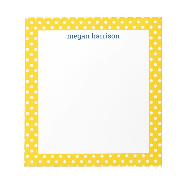 Bloc-notes personnalisé Polka Dot Jaune (Devant)