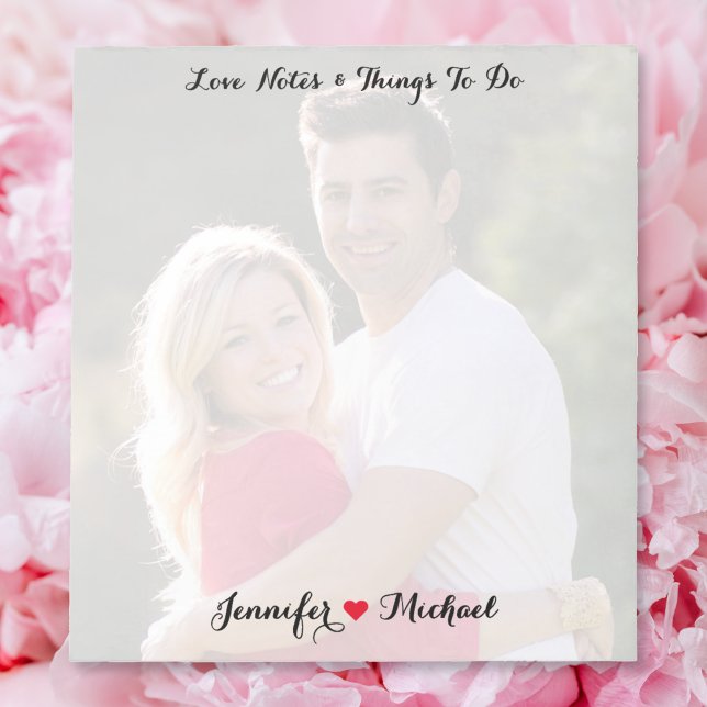 Bloc-notes personnalisé pour couple avec photo et  (Custom Couple Photo Love Notes To Do List Notepad)