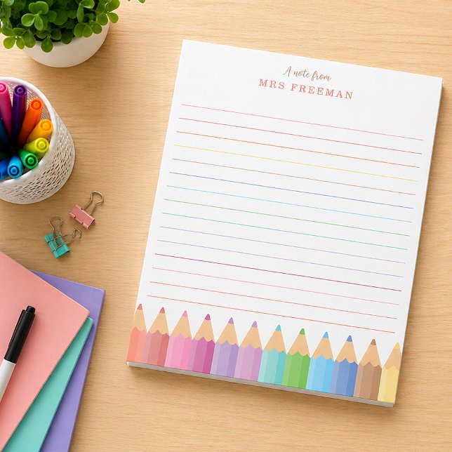 Bloc-notes personnalisé pour enseignant arc-en-cie (Personalized Teacher Pad - Great Gift Idea!)