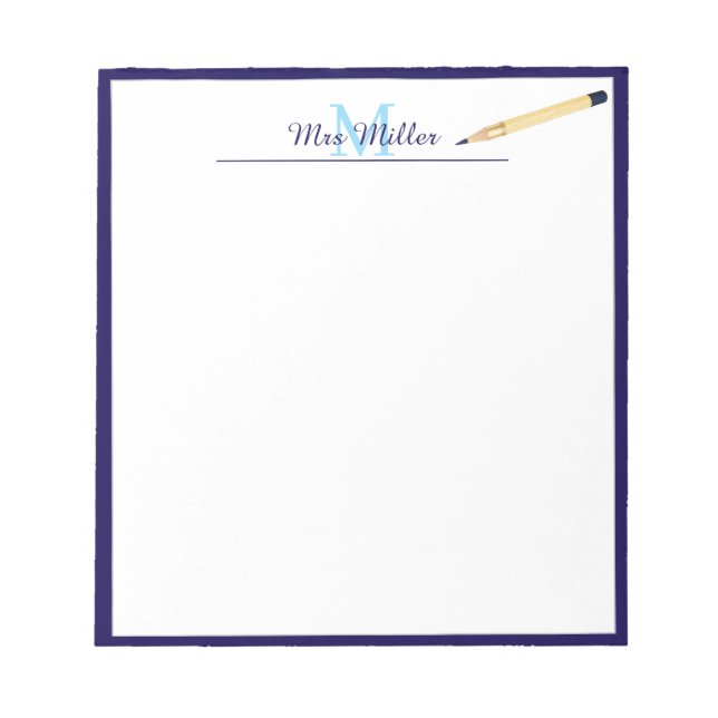 Bloc-notes personnalisé pour enseignant avec crayo (Devant)