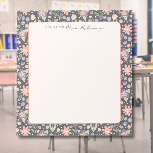 Bloc-notes personnalisé pour enseignant avec fleur