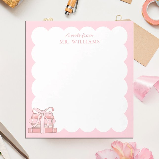 Bloc-notes personnalisé pour enseignant Ruban rose (Créateur téléchargé)
