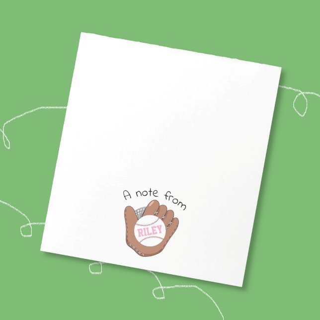 Bloc-notes personnalisé pour fille de softball et  (Sweet personalized notepad for kid with a baseball doodle art . )