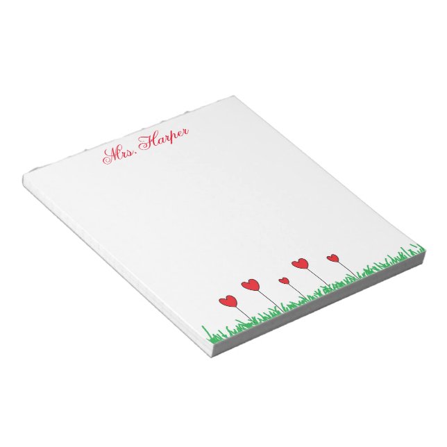Bloc-notes personnalisé pour les fleurs cardiaques (Incliné)