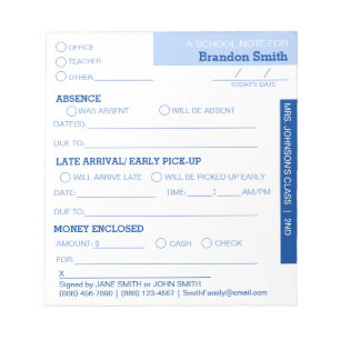 Bloc-notes personnalisé pour les parents des élève