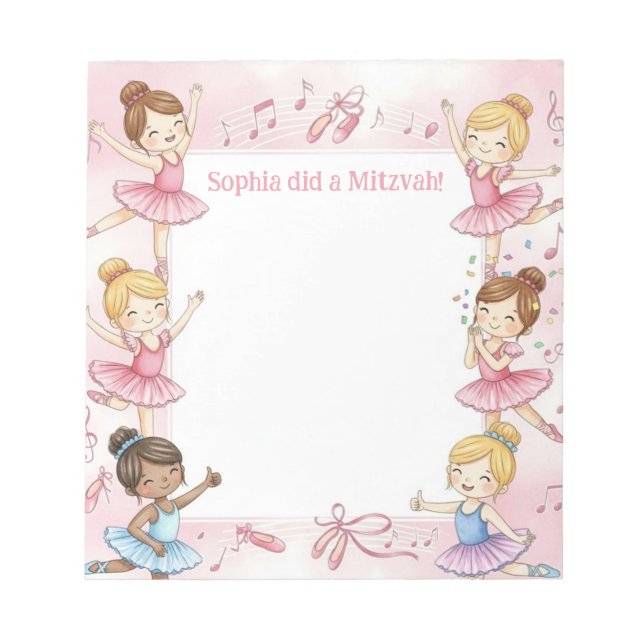 Bloc-notes personnalisé pour Mitzvah de danseuse r (Devant)