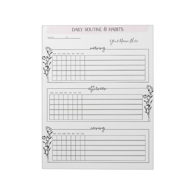 Bloc-notes personnalisé pour planificateur quotidi (Tourné)