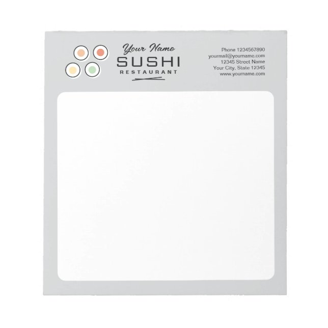 Bloc-notes personnalisé pour restaurant de sushi p (Devant)