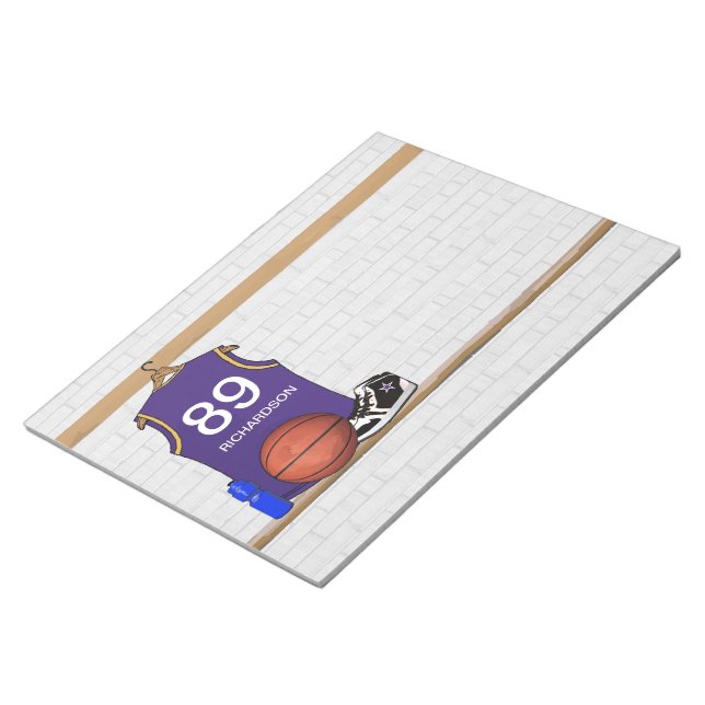 Bloc-notes personnalisé Purp Basketball Jersey 11x (Incliné)