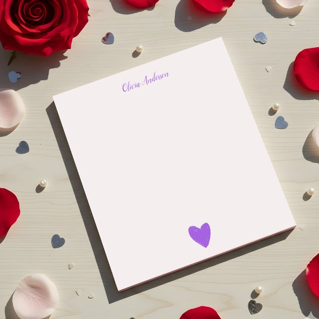Bloc-notes personnalisé Purple Love Heart (Créateur téléchargé)
